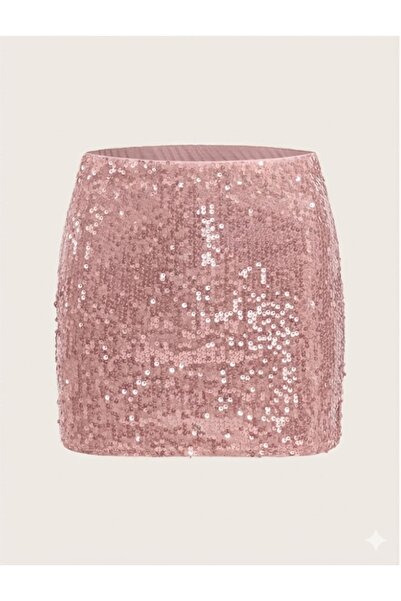 SLAW REZZ High Waist Sequined Mini Skirt with Shorts Lining Sequin Skirt