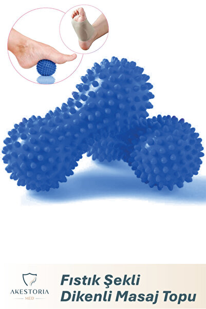 Akestoria Med Fıstık Şekli Dikenli Masaj Topu, Duyu Uyarıcı, Vücut Kas Çalışt...