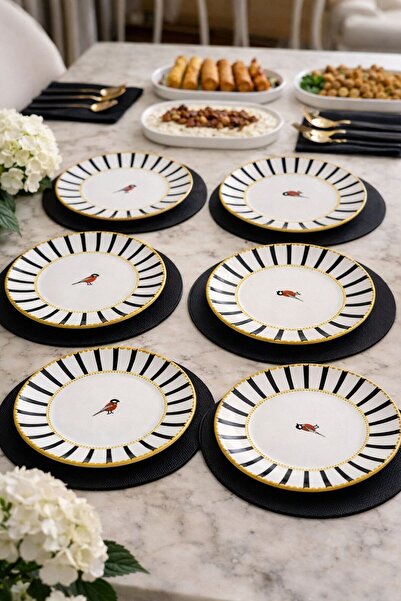 HOMENESS 6’lı Modern Tatlı Tabağı Okyanus Serisi 17x17 cm