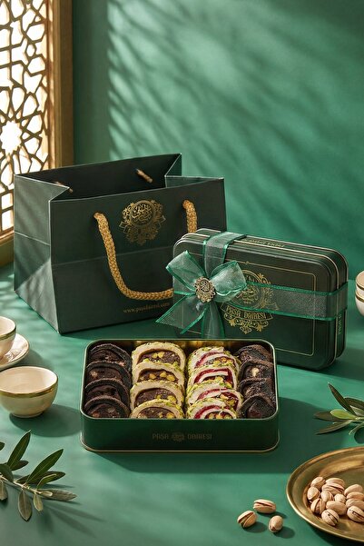 Paşa Dairesi حلوى اللقمة الخاصة بالفستق والرمان والأوريو مع علبة معدنية للهدايا