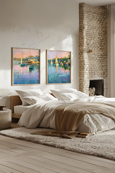 STARYUNA Set de pictură cu efect de pictură în ulei cu cadru din lemn, cu ved...