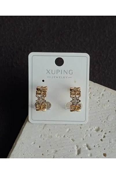 XUPING JEWELRY Xuping Halka Yıldız Taşlı Rose Küpe