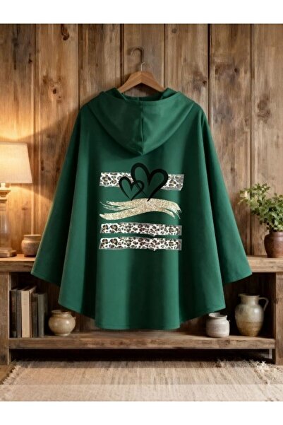 ship master Green Red Butterfly Patterned Hooded Poncho – Standard Size Styli...