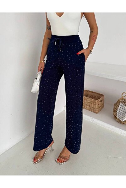 SARE TAYT MODAL KUMAŞ ELMAS TAŞ DETAYLI EŞOFMAN ALTI