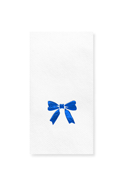 Story مناديل ورقية بيضاء اللون مقاس 40 × 40 سم، مزينة بشريط فيونكة أزرق، عبوة...