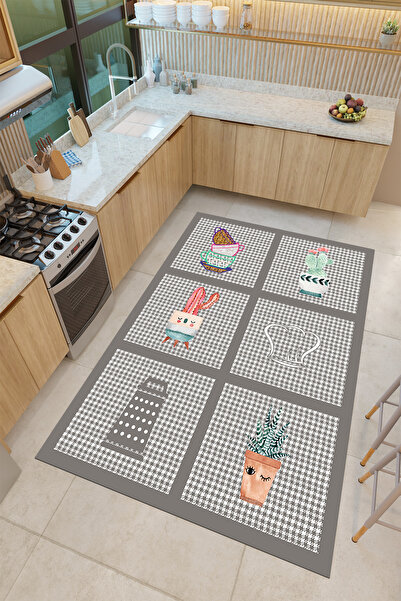 THEMODERNHANE Dijital Baskılı Yıkanabilir Kaymaz Tabanlı Dekoratif Salon Mutf...