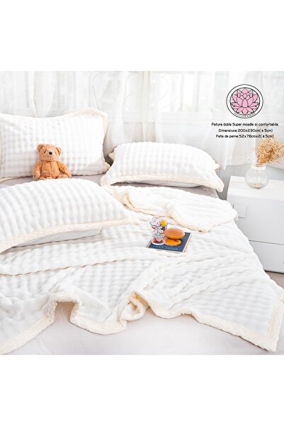trendyhome Pătură Dublă Premium Super Moale 200x230 cm – Set cu Fețe de Pernă...