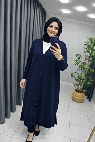 NERMİN Mercerized Long Cardigan 137cm 42-52 Size