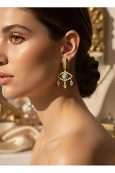 Dorvina Brass Gold Color Zircon Stone Evil Eye Figured Dangle Women's Earrings