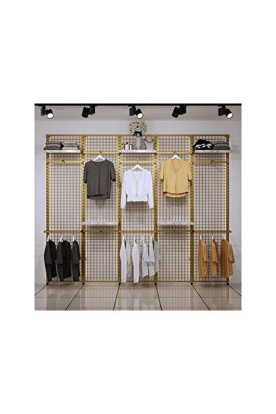 MD Vİtrin Dekorasyon GOLD Telli Mağaza Raf Sistemi, Askılık Sistemi, Butik Ra...