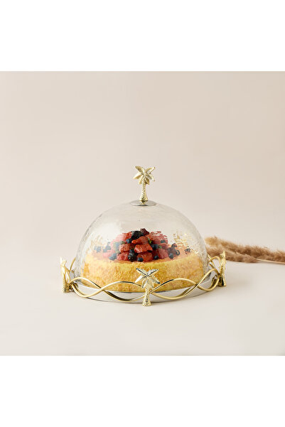 Lifestyle صينية تقديم كيك نخلة بغطاء مقبب - 31 سم