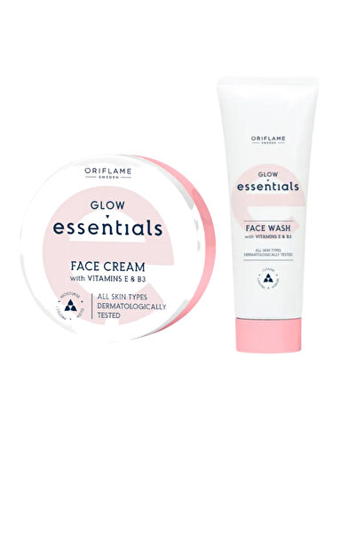 Oriflame Glow Essentials E Ve B3 Vitaminli Yüz Yıkama Jeli (43908) ve Yüz Kre...