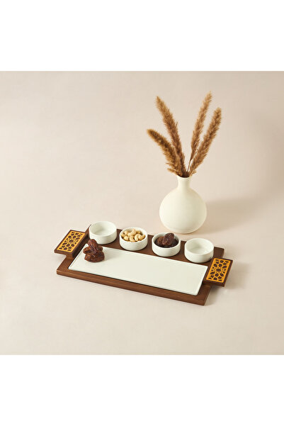 Lifestyle طقم أوعية سفرة مكون من 4 قطع مع صينية ولوح