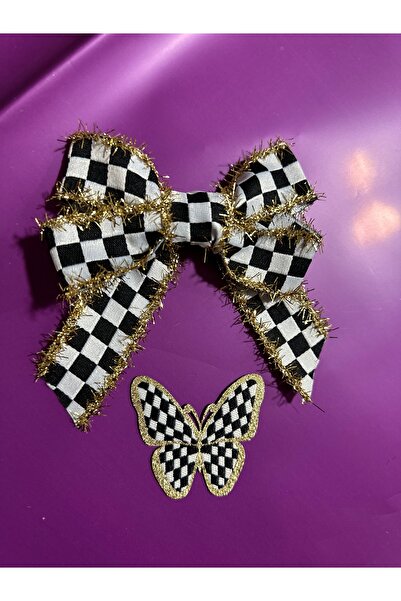 Marrone Glitter Fringed Ribbon and Butterfly