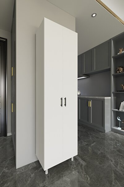 BELMO Titan 8 Raflı 2 Kapaklı Çok Amaçlı Dolap Mutfak Banyo Kiler Erzak Dolabı