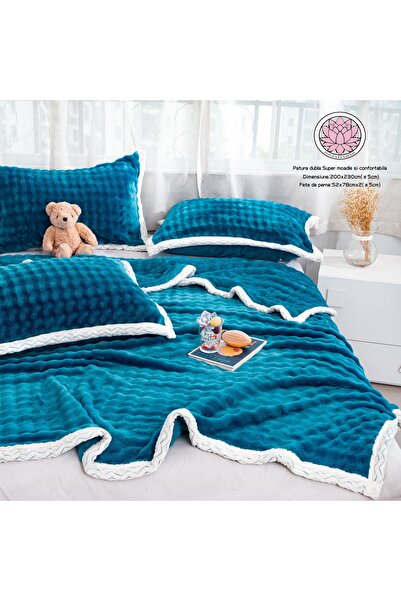 trendyhome Pătură Dublă Premium Super Moale 200x230 cm – Set cu Fețe de Pernă...