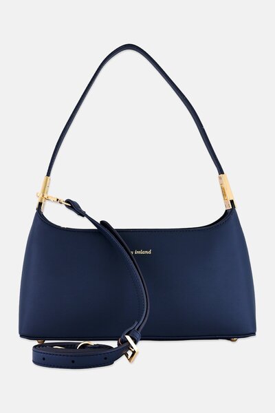 Kathy Ireland حقيبة كتف نسائية بشعار العلامة التجارية، لون أزرق داكن