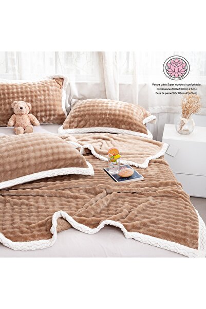trendyhome Pătură Dublă Premium Super Moale 200x230 cm – Set cu Fețe de Pernă...