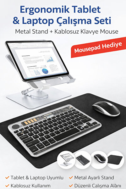 Nomker Redmi Pad 2 11'' Uyumlu Ergonomik Tablet Çalışma Seti Metal Stand RGB ...