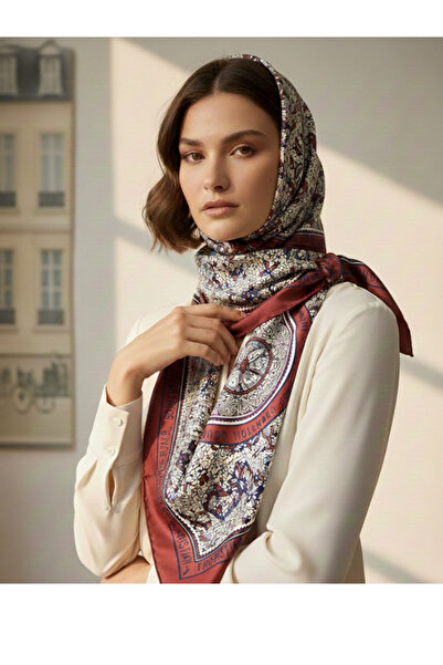 La Fien %100 Twill El Dikişi Desenli Eşarp 90x90