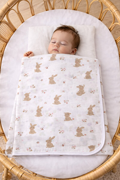 GÜLERBEBECİX Baby Blanket Double Sided Single Jersey 90X90 Blanket