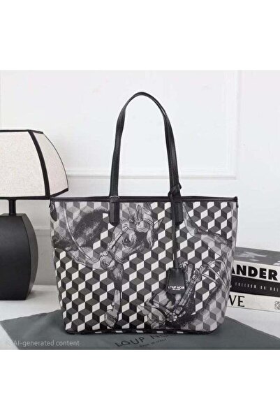 Generic Tote Shoulder Bag, Geometric/Horse Print