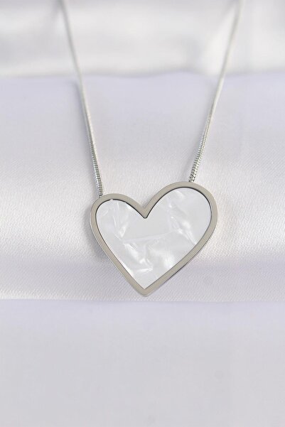 Clariss 316L سلسلة فولاذية فضية اللون نمط الرخام قلادة القلب