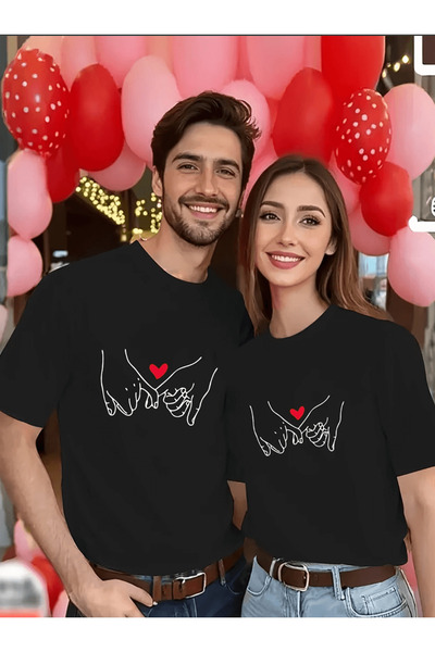 PERISENSE تي شيرت من القطن الممشط الفاخر بتصميم مزدوج للأزواج لعيد الحب في 14...