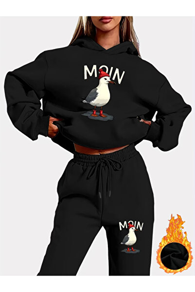 ibibik moda Sweatshirt Sweatpants Jogger Moin Printed Tracksuit Set Hooded