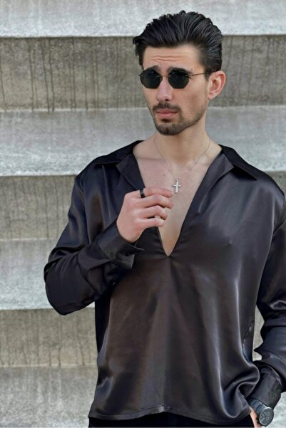 modavro Oversized Satin Shirt Sevilla