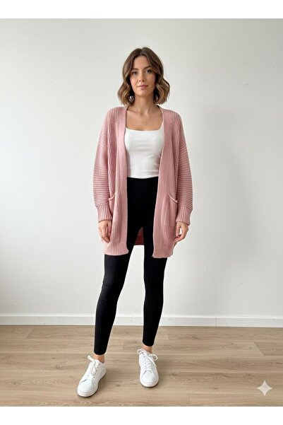 MODA Women's Cardigan with Foldable Pockets at the Sleeves