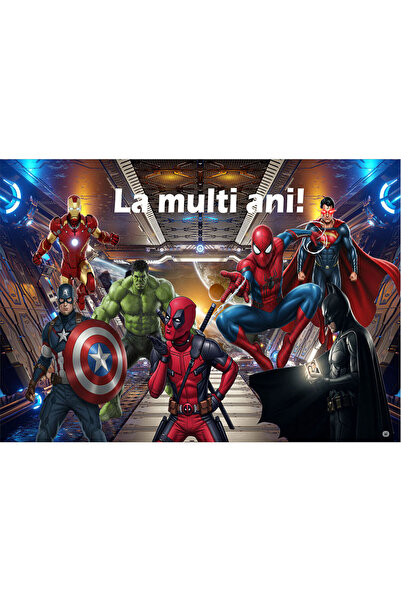 VIODESIGN Birthday photo wallpaper, self-adhesive, Superheroes, multicolor, 8...