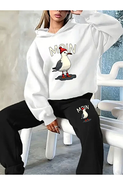 ibibik moda Sweatshirt Sweatpants Jogger Moin Printed Tracksuit Set Hooded