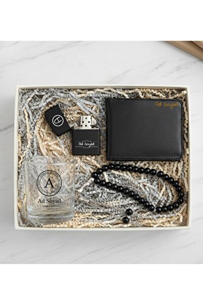 vegahediye v vega Kişiye Özel Viski Bardağı & Benzinli Çakmak & Cüzdan & Tesb...