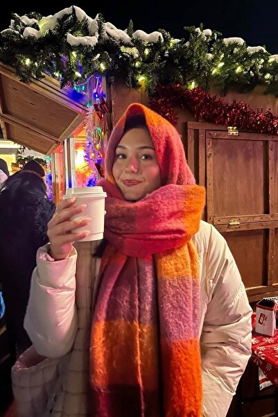 stravis Tasseled Colorful Square Patterned Soft Textured Scarf Shoulder Shawl