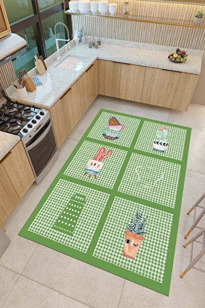 THEMODERNHANE Dijital Baskılı Yıkanabilir Kaymaz Tabanlı Dekoratif Salon Mutf...