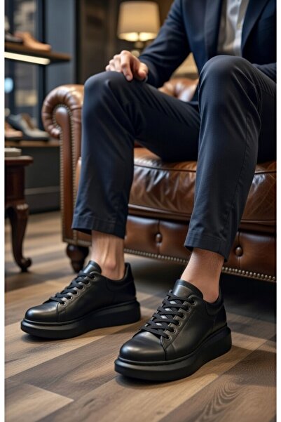 VELLINA Pantofi sport negri, casual, cu șireturi, pentru bărbați, cu talpă în...