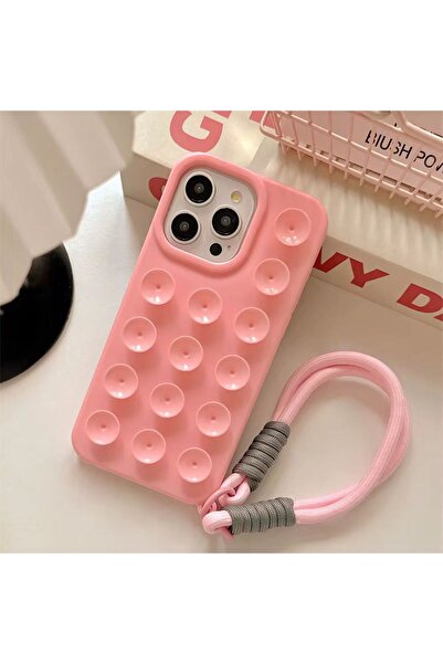 madamcase iPhone 13 Pink Color Silicone Phone Case with Suction Cup and Wrist...