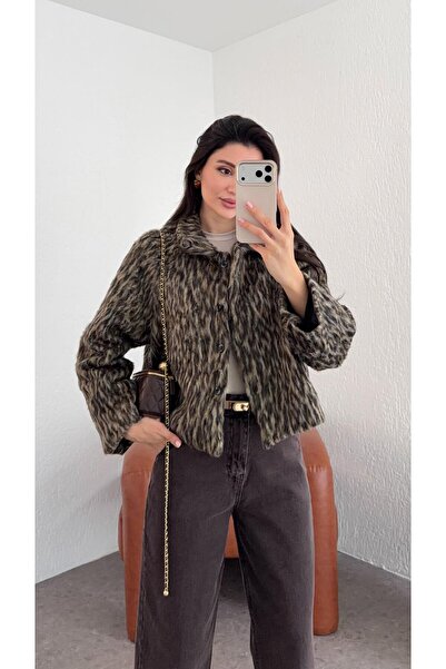 HAZELANNA سترة بأزرار منقوشة بنقشة الفهد