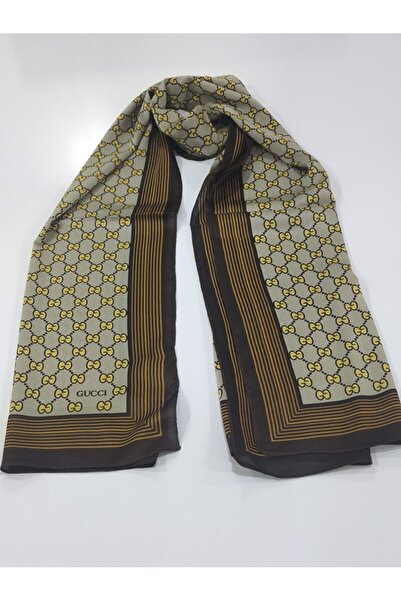 PİRAMİT Vual Silk Shawl g Pattern Cream Brown Gold