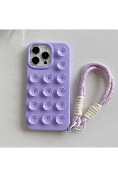 madamcase iPhone 13 Purple Color Silicone Phone Case with Suction Cup and Wri...