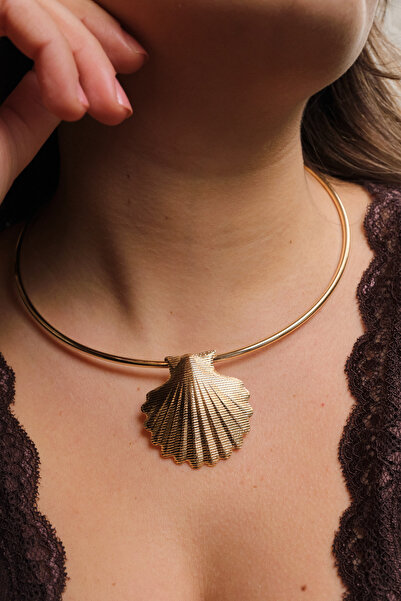 ByFlorya Jewelry قلادة VIP على شكل محار، إكسسوار معدني، قلادة فلوريلا 40 سم