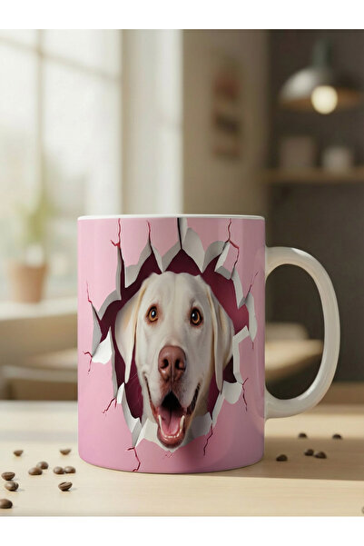 NİVRA GRUP Cute Dog Themed 3D Printed Porcelain Mug Cup
