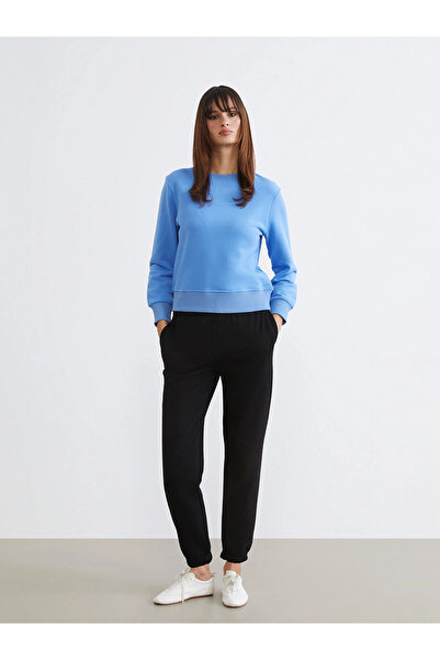 LC Waikiki Lcw Vision Black Women's Thick Jogger Sweatpants with Elastic Waist