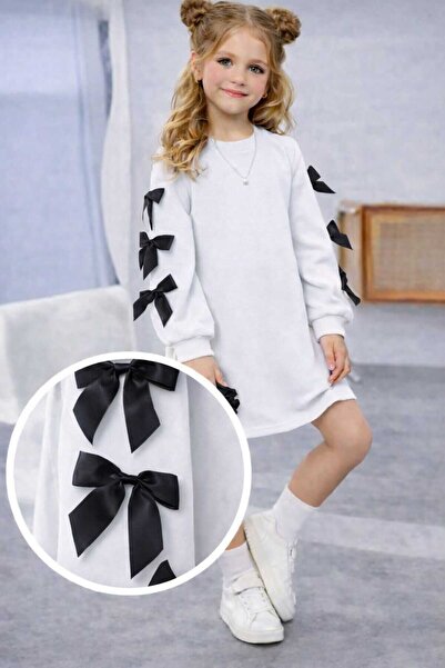 BEBEĞİME ÇORAP Rochie pentru fetiță cu mâneci lungi și fundă