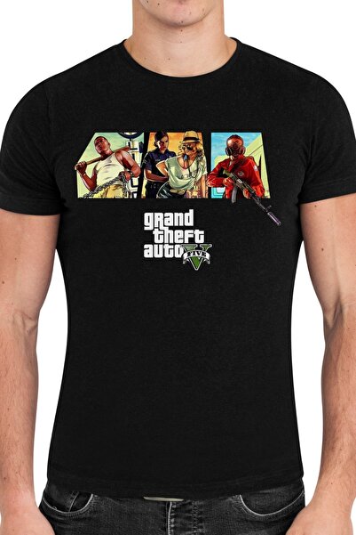 Texclusive Grand Theft Auto Siyah Tshirt Gta 5 Tişört GTA V Tshirt