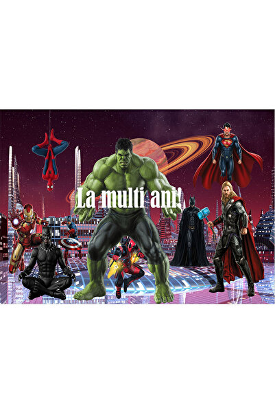 VIODESIGN Birthday photo wallpaper, self-adhesive, Superheroes, multicolor, 8...