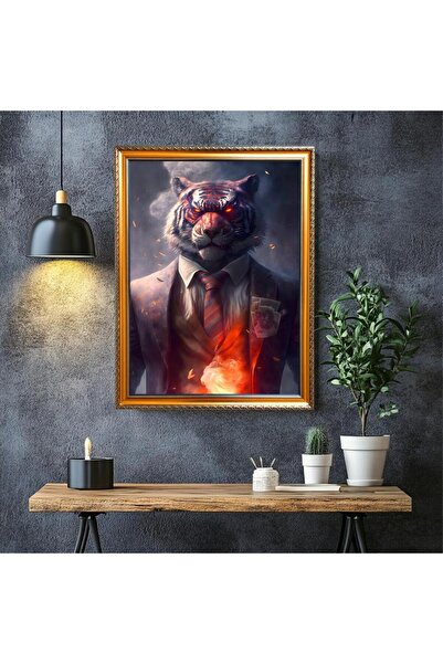 LUXRN Tablou de perete înrămat cu animale carismatică, cu model din foiță de ...