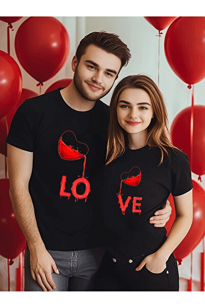 PERISENSE تي شيرت من القطن الممشط الفاخر بتصميم مزدوج للأزواج لعيد الحب في 14...