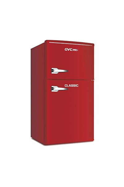 GVC PRO Classic design two-door refrigerator, modern red finish, 85 liters - ...